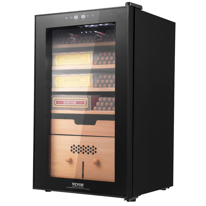 VEVOR Electric Cigar Humidor, 400 Count Cigar Humidor Cabinet with Cooling, Heating & Humidity Control, 5 Layer Spanish Cedar Wood & Double Mirror Glass Cigar Humidor, Gift for Men