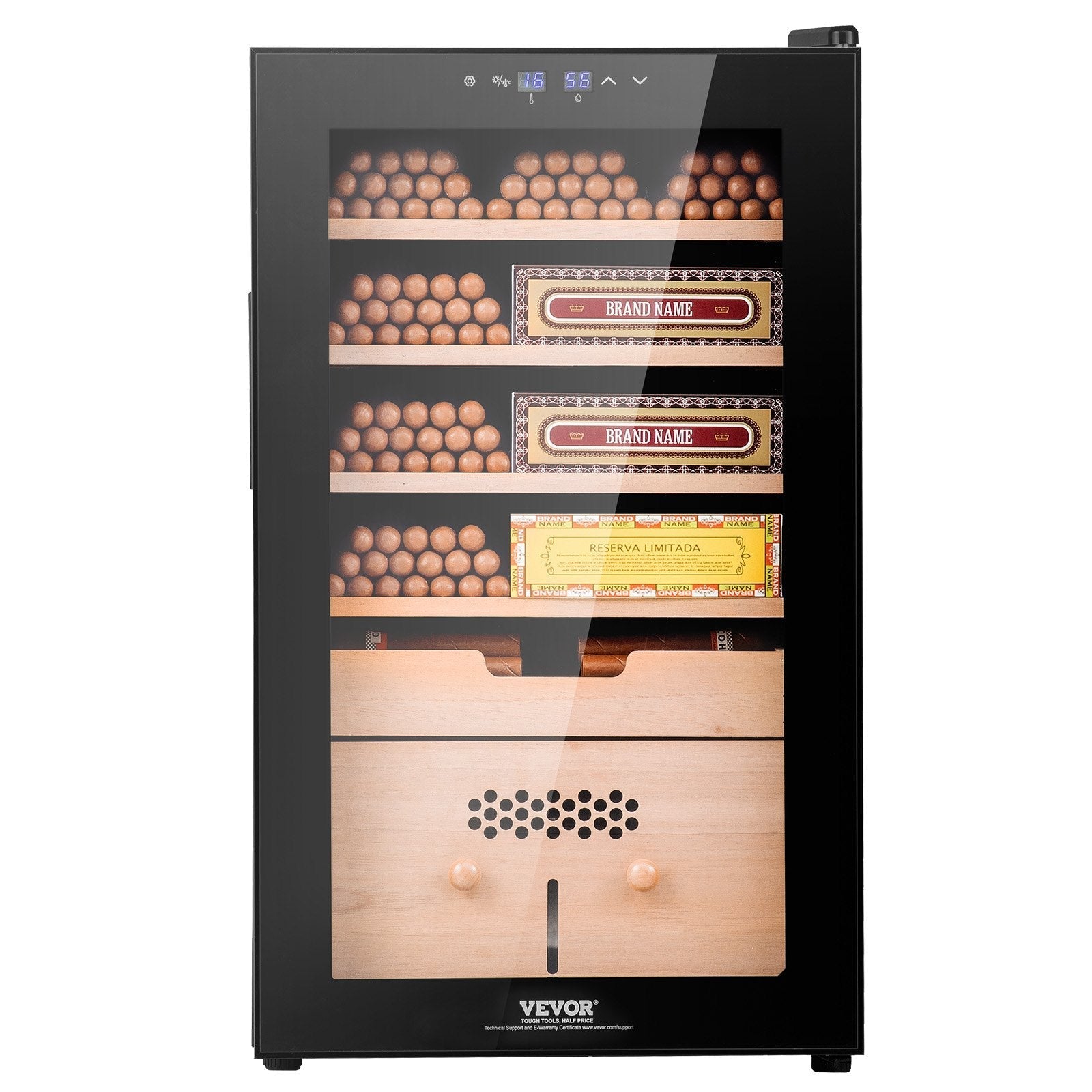 VEVOR Electric Cigar Humidor, 400 Count Cigar Humidor Cabinet with Cooling, Heating & Humidity Control, 5 Layer Spanish Cedar Wood & Double Mirror Glass Cigar Humidor, Gift for Men