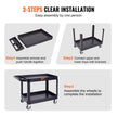 VEVOR Utility Service Cart 2 Shelf 550LBS 360° Swivel Wheels (2 with Brakes)