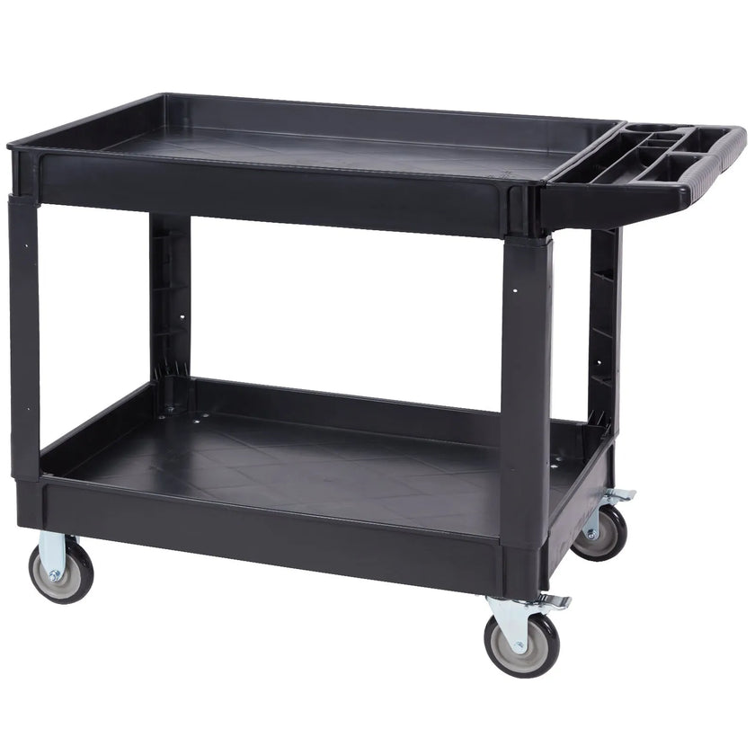 VEVOR Utility Service Cart 2 Shelf 550LBS 360° Swivel Wheels (2 with Brakes)