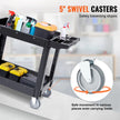 VEVOR Utility Service Cart, 2 Shelf 550LBS Heavy Duty Plastic Rolling Utility Cart with Swivel Wheels, Medium Lipped Shelf, Ergonomic Storage Handle for Warehouse/Garage/Cleaning/Office