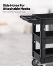 VEVOR Utility Service Cart 3 Shelf 550LBS 360° Swivel Wheels (2 with Brakes)