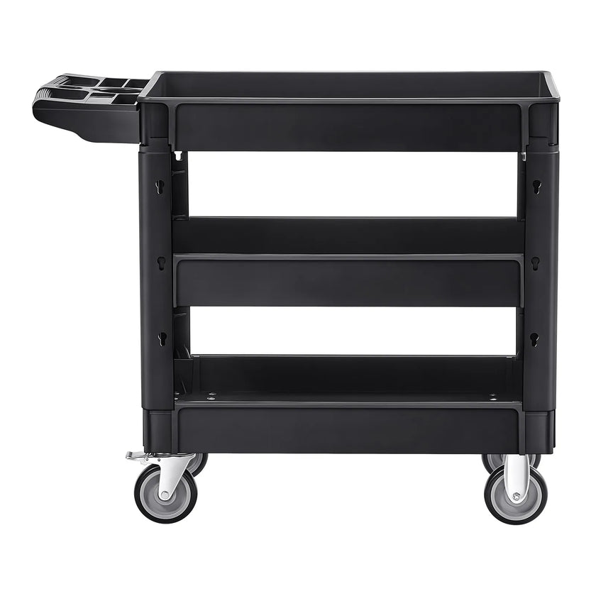 VEVOR Utility Service Cart 3 Shelf 550LBS 360° Swivel Wheels (2 with Brakes)
