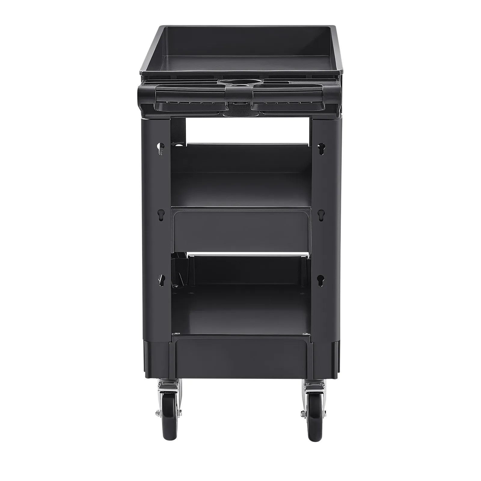 VEVOR Utility Service Cart 3 Shelf 550LBS 360° Swivel Wheels (2 with Brakes)