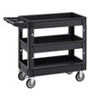 VEVOR Utility Service Cart 3 Shelf 550LBS 360° Swivel Wheels (2 with Brakes)