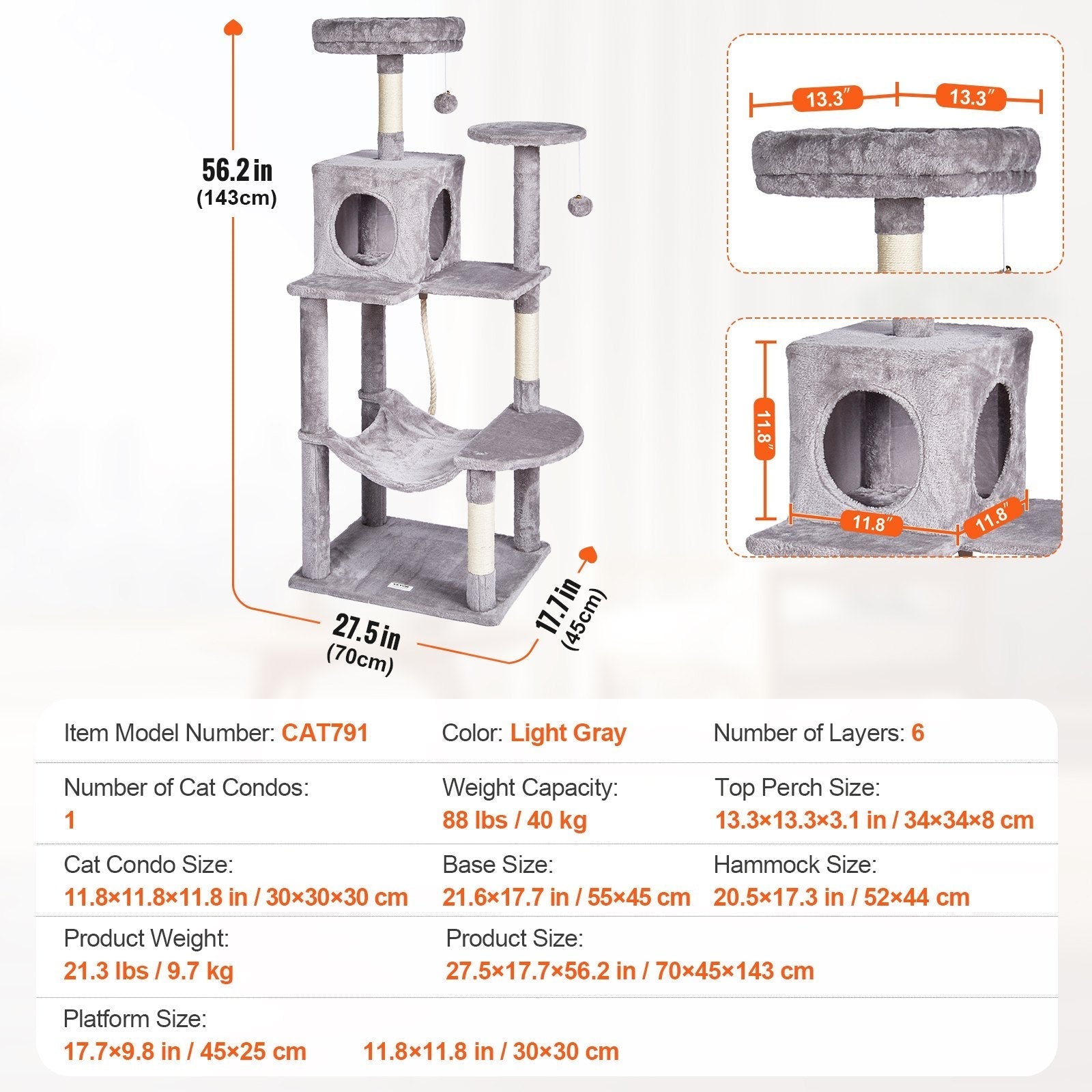 VEVOR Cat Tree 56.2