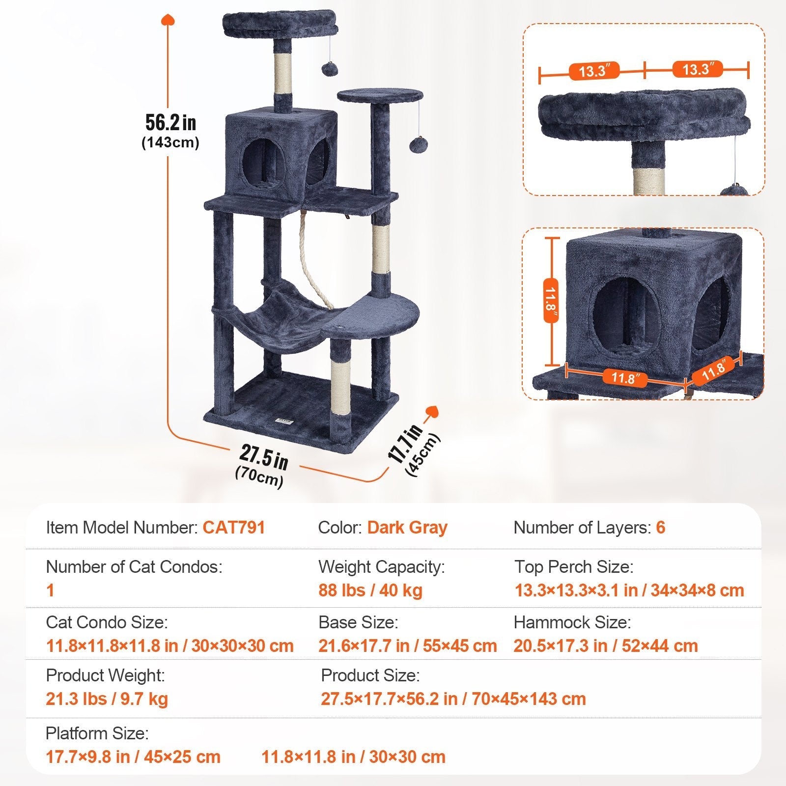 VEVOR Cat Tree 56.2