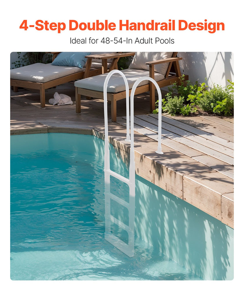 VEVOR Thickened 4-Step Pool Ladder 2 Handrails Loads 300 lb for 48-54 In Pool