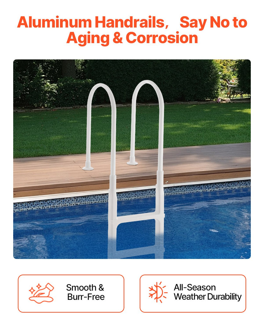 VEVOR Thickened 4-Step Pool Ladder 2 Handrails Loads 300 lb for 48-54 In Pool