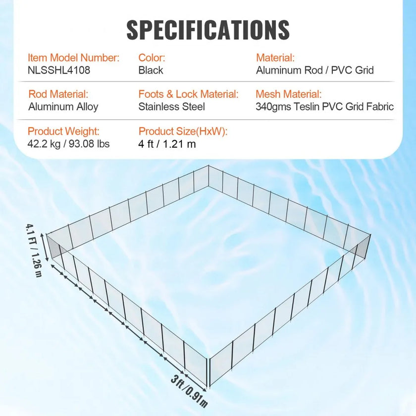 VEVOR Pool Fence 4 x 108 FT Removable Pool Fences for Inground Pools Outdoor