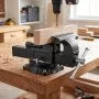 Heavy Duty Bench Vise 10-Inch, Ductile Iron Workbench Vise with 360° Swivel Base, Anvil & Pipe Jaws, 9,000 lb Clamping Force