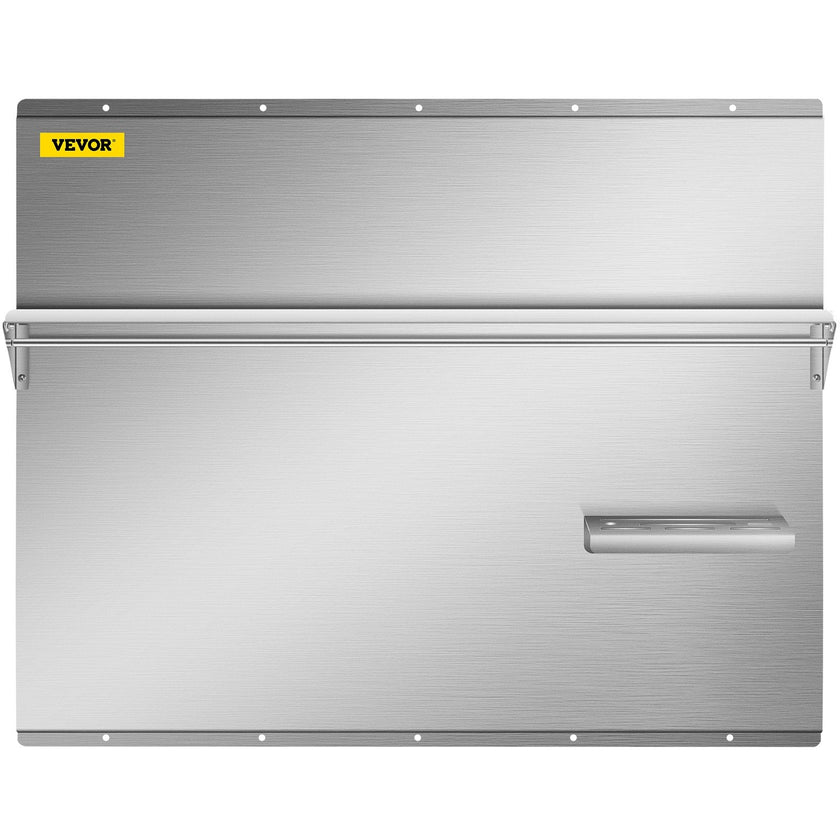 VEVOR Range Backsplash with Shelf 36 x 30.7 Inch Range Hood Wall Shield, Stainless Steel Backsplash Silver Splash Plate for Range Hood Stainless Backsplash with Built-in Storage Shelf and Hanging Rack