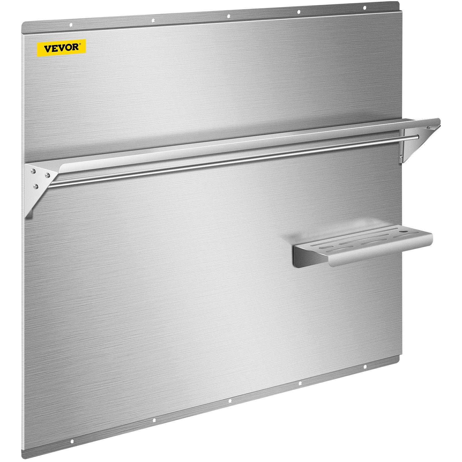 VEVOR Range Backsplash with Shelf 36 x 30.7 Inch Range Hood Wall Shield, Stainless Steel Backsplash Silver Splash Plate for Range Hood Stainless Backsplash with Built-in Storage Shelf and Hanging Rack
