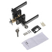 VEVOR Entry Lever Door Handle, 1 PC Black Entry Knob, Lock and Key Locking Lever Set, Contemporary Square Door Lever, Reversible for Right and Left Sided Doors, 45° Rotation to Open, for Front Door