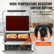 VEVOR Commercial Panini Press Grill Electric Sandwich Maker Griddle Plate 14