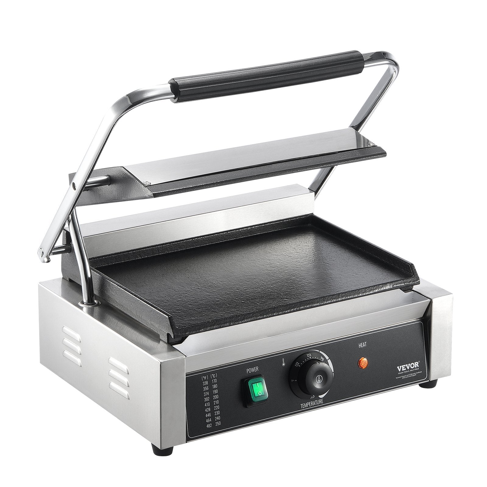 VEVOR Commercial Panini Press Grill Electric Sandwich Maker Griddle Plate 14