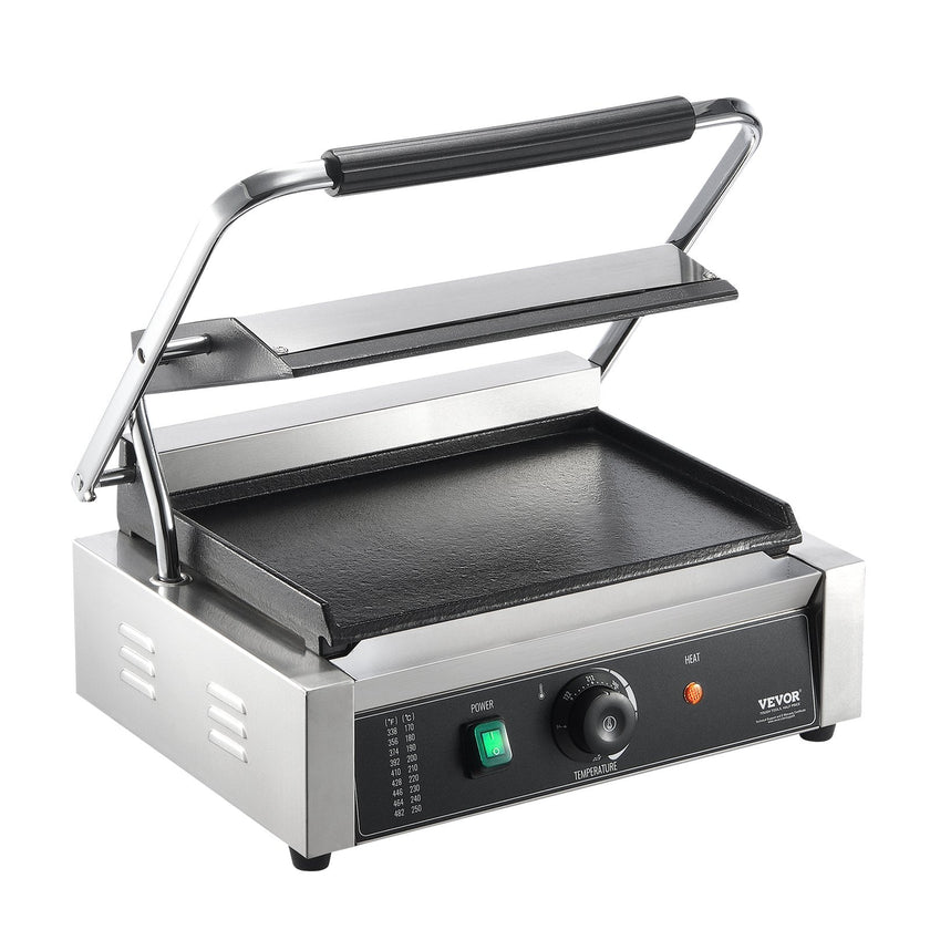 VEVOR Commercial Panini Press Grill Electric Sandwich Maker Griddle Plate 14