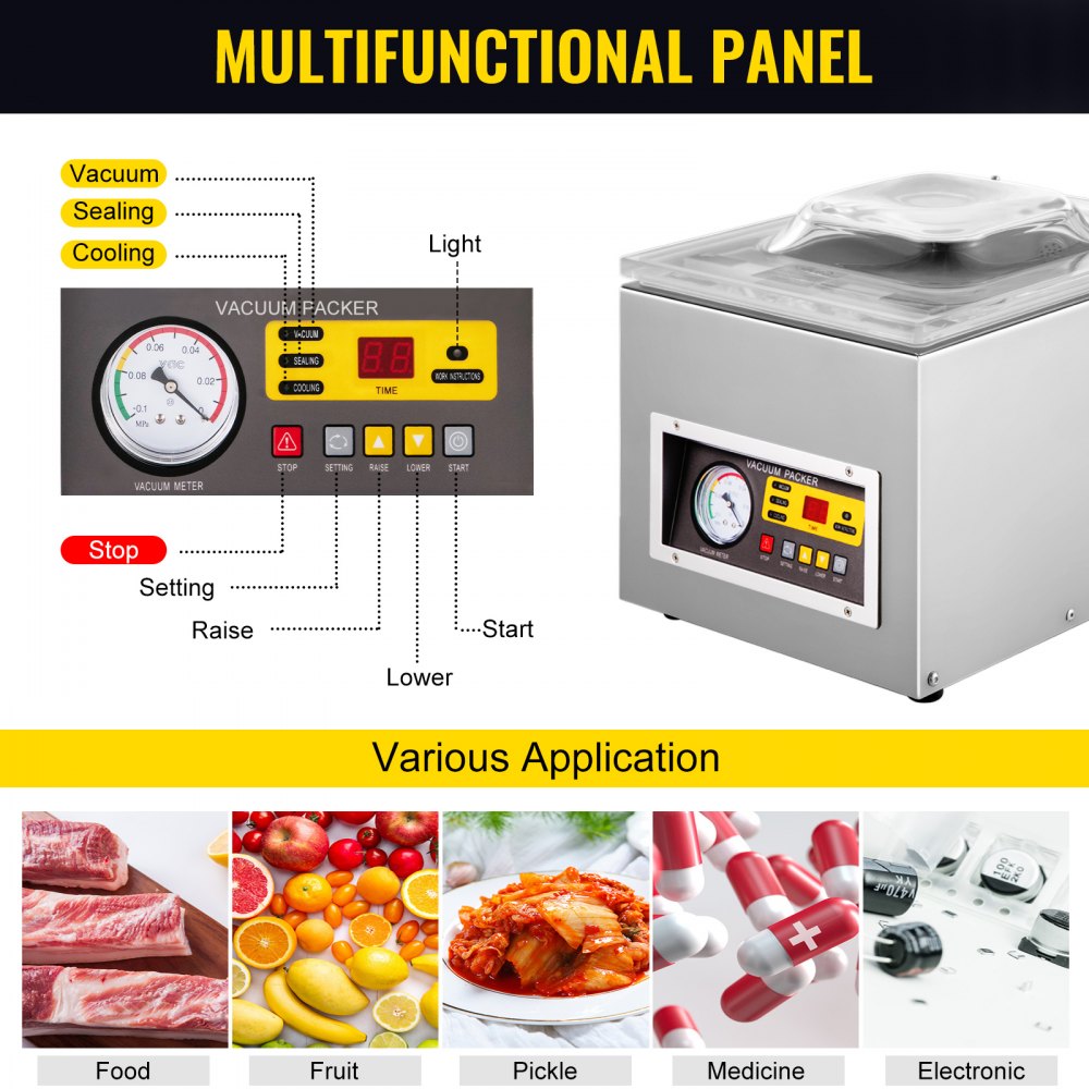VEVOR Chamber Vacuum Sealer Machine DZ 260S Commercial Kitchen Food Chamber Vacuum Sealer, 110V Packaging Machine Sealer for Food Saver, Home, Commercial Using
