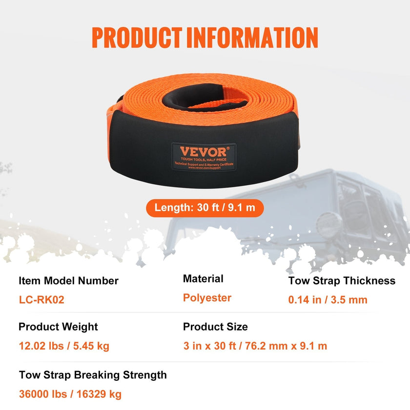 VEVOR Heavy Duty Tow Strap Recovery Kit 3