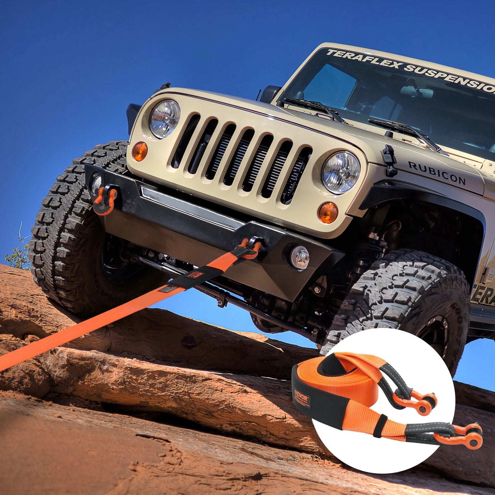 VEVOR Heavy Duty Tow Strap Recovery Kit 3