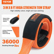 VEVOR Recovery Tow Strap 3 inches, 8 feet 36,000 lbs Break Strength, Triple Reinforced Loop Straps, Tree Saver, Winch Line Extension Strap, Off Road Towing and Recovery, Extreme Weather Resistance