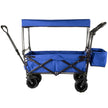 VEVOR Blue Collapsible Wagon Cart, Foldable Wagon Cart Removable Canopy 600D Oxford Cloth, Collapsible Wagon Oversized Wheels, Portable Folding Wagon Adjustable Handles, For Beach, Garden, Sports