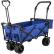 VEVOR Blue Collapsible Wagon Cart, Foldable Wagon Cart Removable Canopy 600D Oxford Cloth, Collapsible Wagon Oversized Wheels, Portable Folding Wagon Adjustable Handles, For Beach, Garden, Sports