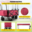 VEVOR Red Collapsible Wagon Cart, Foldable Wagon Cart Removable Canopy 600D Oxford Cloth, Collapsible Wagon Oversized Wheels Portable Folding Wagon Adjustable Handles, For Beach, Garden, Sports