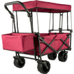 VEVOR Red Collapsible Wagon Cart, Foldable Wagon Cart Removable Canopy 600D Oxford Cloth, Collapsible Wagon Oversized Wheels Portable Folding Wagon Adjustable Handles, For Beach, Garden, Sports