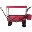 VEVOR Red Collapsible Wagon Cart, Foldable Wagon Cart Removable Canopy 600D Oxford Cloth, Collapsible Wagon Oversized Wheels Portable Folding Wagon Adjustable Handles, For Beach, Garden, Sports
