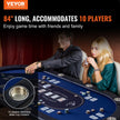 VEVOR 10 Player Foldable Poker Table, Blackjack Texas Holdem Poker Table with Padded Rails and Stainless Steel Cup Holders, Portable Folding Card Board Game Table, 84