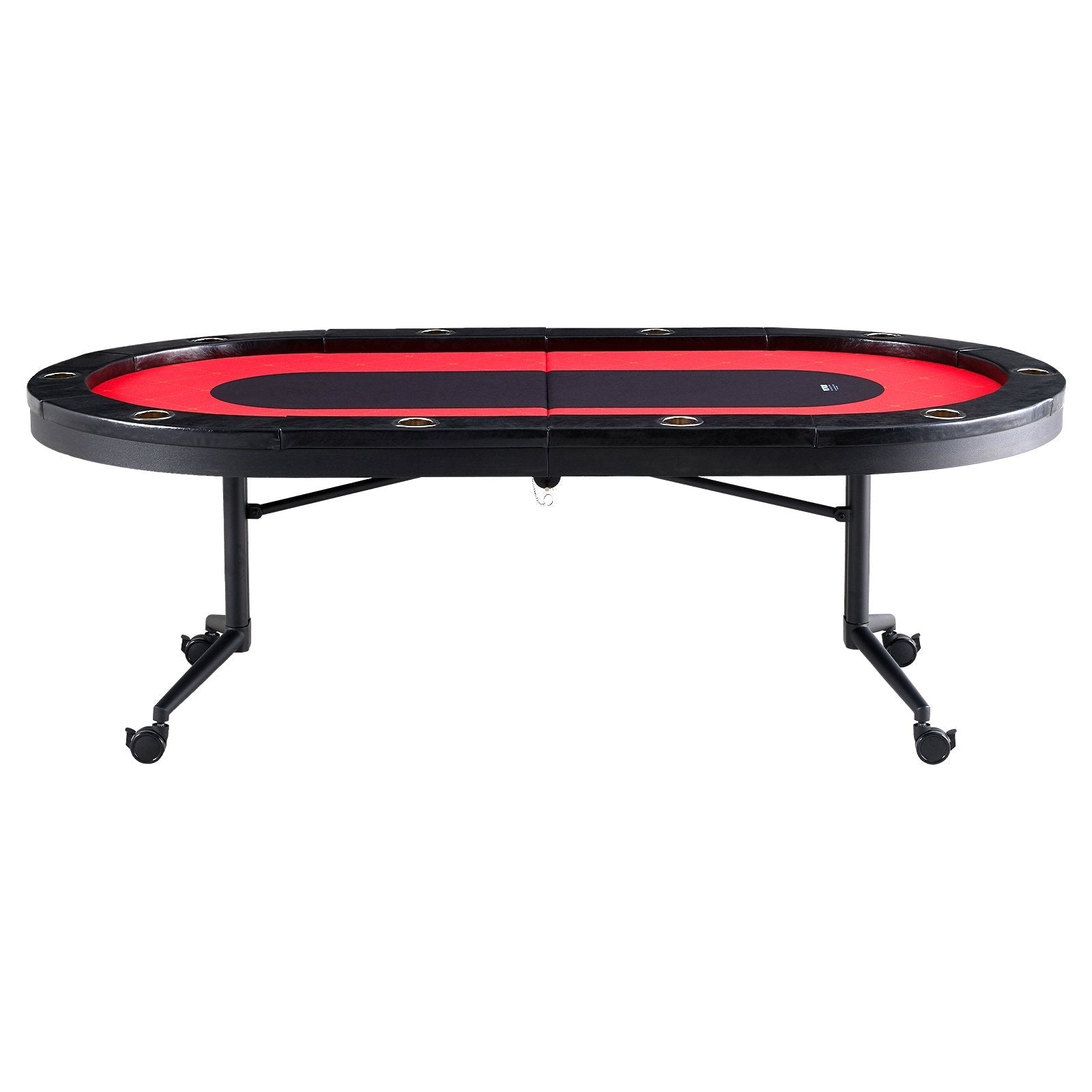 VEVOR 10 Player Foldable Poker Table, Blackjack Texas Holdem Poker Table with Padded Rails and Stainless Steel Cup Holders, Portable Folding Card Board Game Table, 90