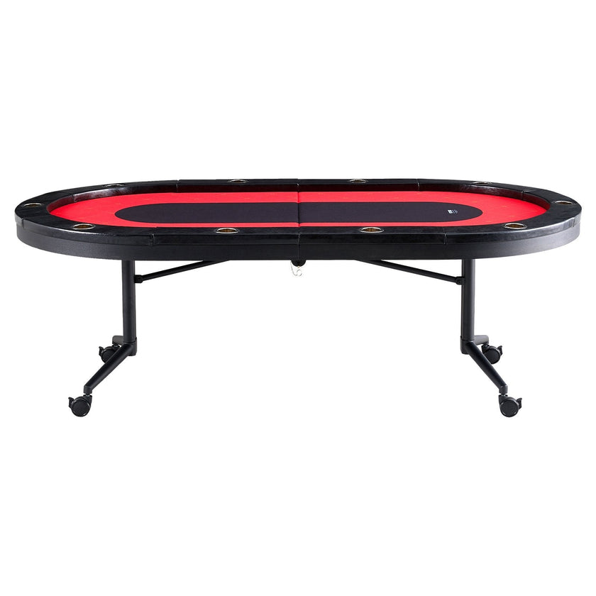 VEVOR 10 Player Foldable Poker Table, Blackjack Texas Holdem Poker Table with Padded Rails and Stainless Steel Cup Holders, Portable Folding Card Board Game Table, 90