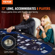 VEVOR 8 Player Foldable Poker Table, Blackjack Texas Holdem Poker Table with Padded Rails and Stainless Steel Cup Holders, Portable Folding Card Board Game Table, 72