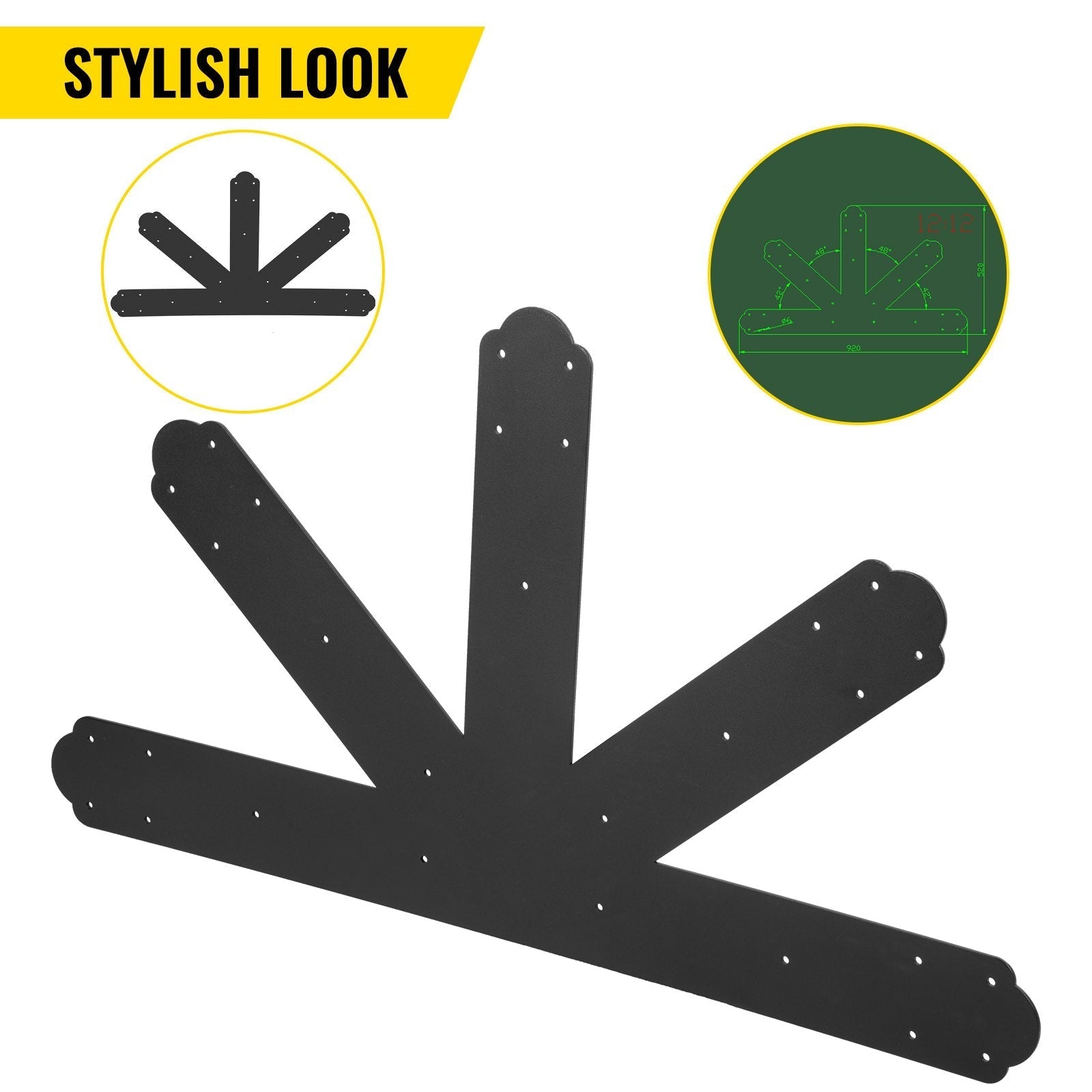 Vevor Gable Plate Truss Connector Plates 12:12 Gable Bracket Black Powder-coated