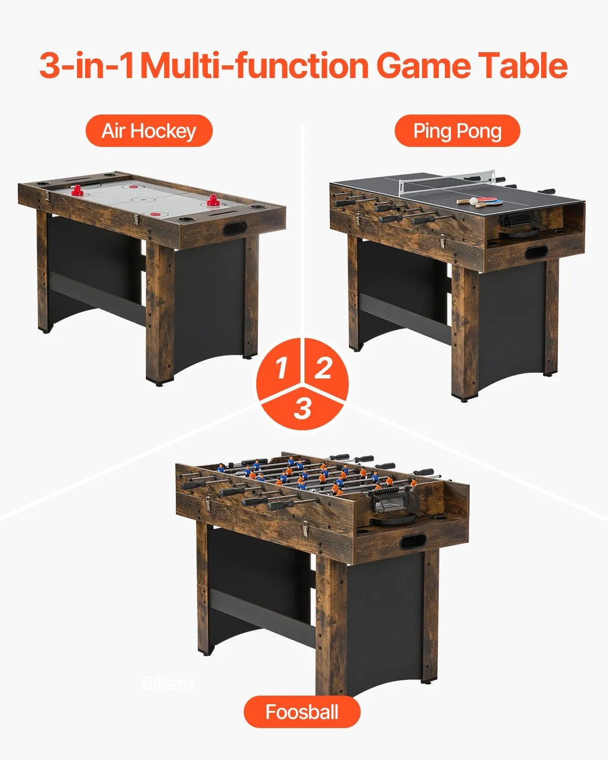 VEVOR 3-in-1 Combo Game Table Set, 54