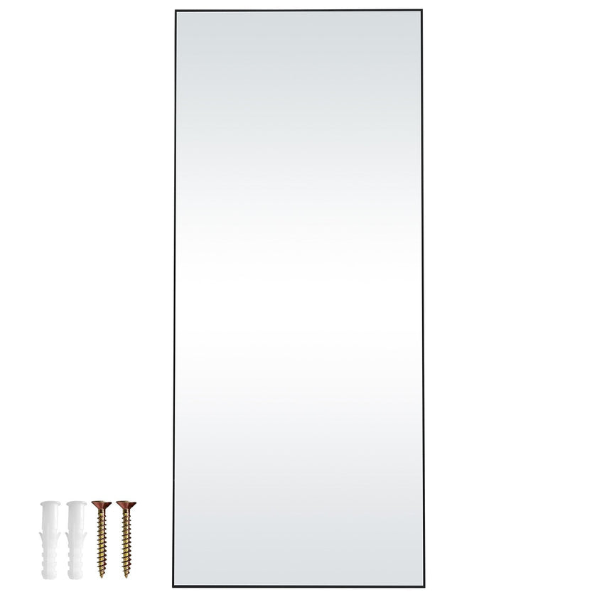 VEVOR Full Length Mirror, 71'' x 31'', Extra Large Standing Hanging or Leaning Rectangle Floor Tempered Mirror with Stand Aluminum Alloy Frame, Full Body Dressing Mirror for Living Room Bedroom, Black