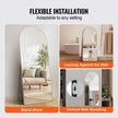 VEVOR Arched Full Length Mirror, 71'' x 30'', Large Free Standing Leaning Hanging Wall Mounted Floor Mirror with Stand Aluminum Alloy Frame, Full Body Dressing Mirror for Living Room Bedroom