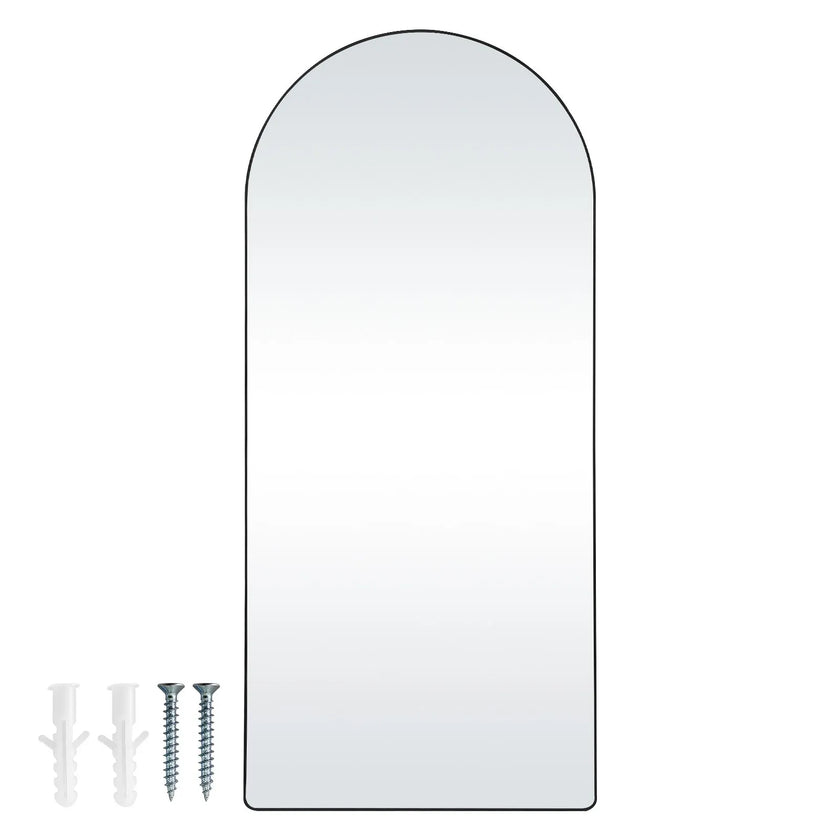 VEVOR Arched Full Length Mirror, 71'' x 32'', Large Free Standing Leaning Hanging Wall Mounted Floor Mirror with Stand Aluminum Alloy Frame, Full Body Dressing Mirror for Living Room Bedroom, Black