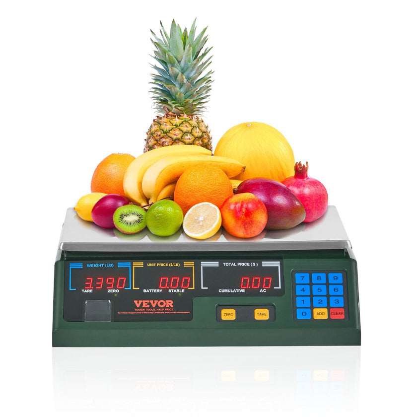 VEVOR Electronic Price Computing Scale, 66 LB Digital Deli Weight Scales, LED Digital Commercial Food Fruit Meat Produce Counting Weight, for Retail Outlet Store, Kitchen, Restaurant Market, Farmer