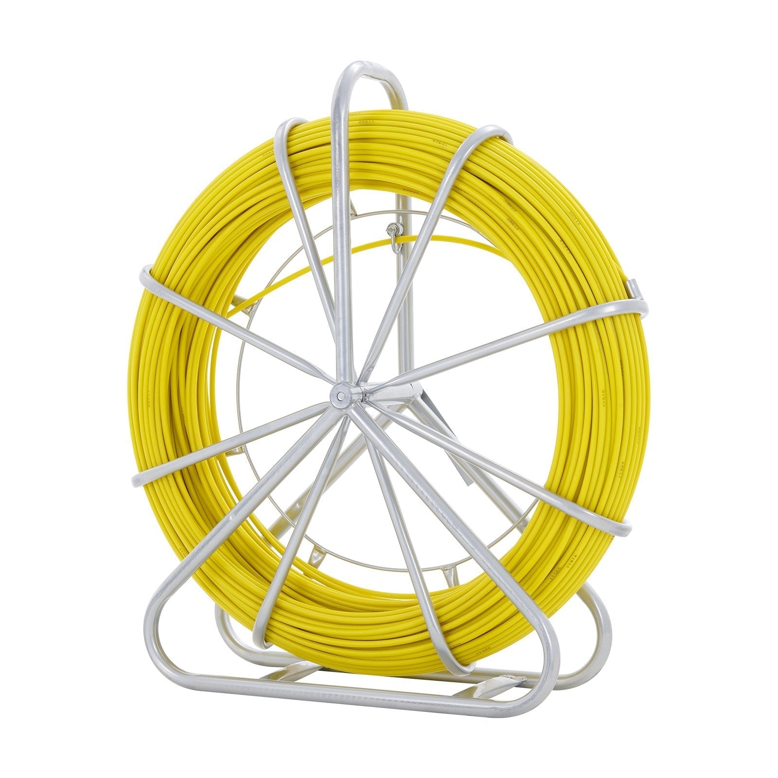 VEVOR Fish Tape Fiberglass, 492 ft, 5/16 in, Duct Rodder Fishtape Wire Puller, Cable Running Rod with Steel Reel Stand, 3 Pulling Heads, Fishing Tools for Walls and Electrical Conduit, Non-Conductive