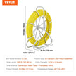 VEVOR Fish Tape Fiberglass, 600 ft, 5/16 in, Duct Rodder Fishtape Wire Puller, Cable Running Rod with Steel Reel Stand, 3 Pulling Heads, Fishing Tools for Walls and Electrical Conduit, Non-Conductive