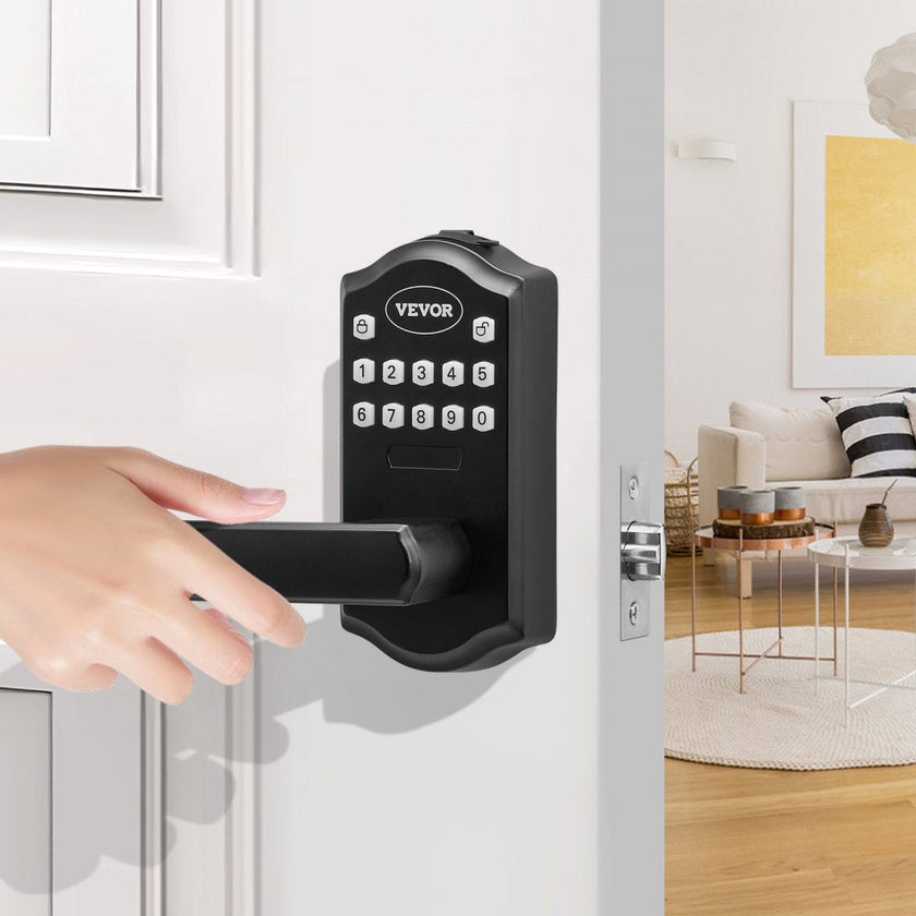 VEVOR Keyless Entry Door Lock, Password and Key Unlock Combination Door Lock, Electronic Keypad Entry Lever, Auto-Locking Keypad Door Lock with Deadbolt for Front Door, Matte Black, 5.63 x 2.76 in