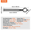 VEVOR Blacksmith Tongs, 18” Z V-Bit Tongs, Carbon Steel Forge Tongs with A3 Steel Rivets, for Knife Blades, Long Pieces, Circular Forgings, for Beginner and Seasoned Blacksmiths and Bladesmiths