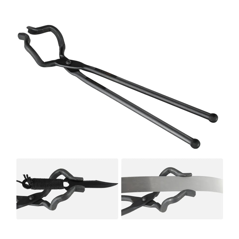 VEVOR Blacksmith Tongs, 18” Z V-Bit Tongs, Carbon Steel Forge Tongs with A3 Steel Rivets, for Knife Blades, Long Pieces, Circular Forgings, for Beginner and Seasoned Blacksmiths and Bladesmiths