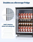 VEVOR Beer Kegerator, Dual Tap Draft Beer Dispenser, Full Size Keg Refrigerator With Shelves, CO2 Cylinder, Drip Tray & Rail, 32°F- 75.2°F Temperature Control, Holds 1/6, 1/4, 1/2 Barrels, Black