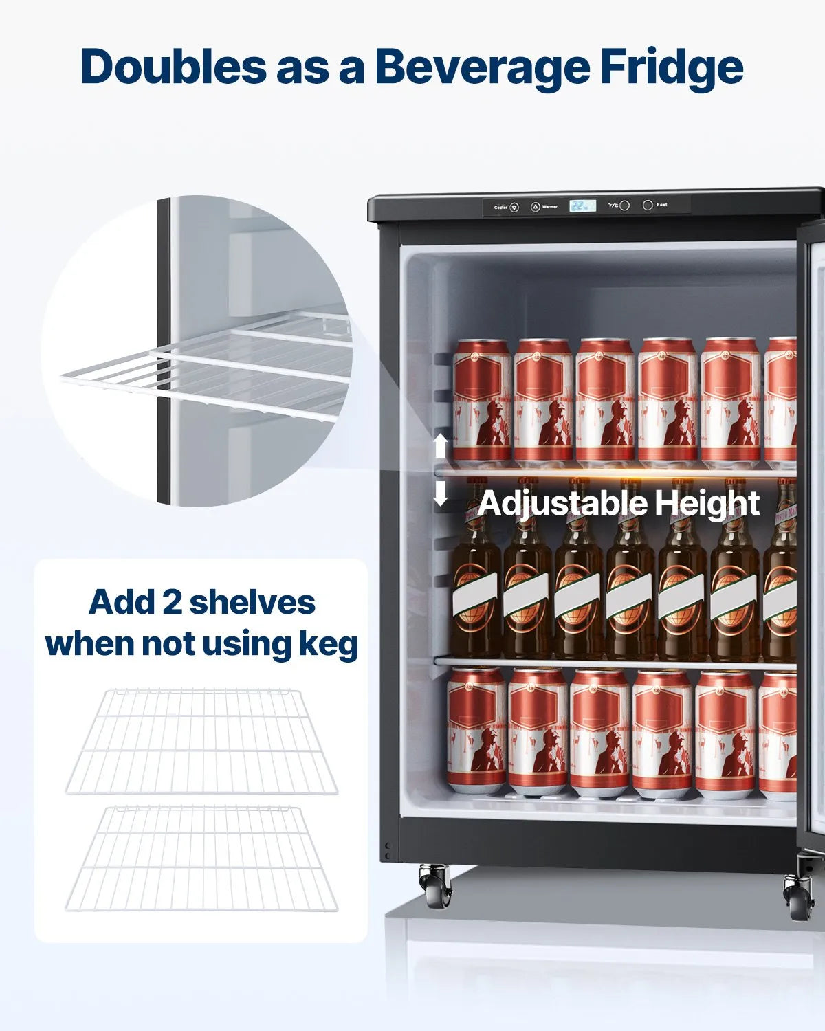 VEVOR Beer Kegerator Draft Beer Dispenser Full Size Keg Refrigerator Single Tap