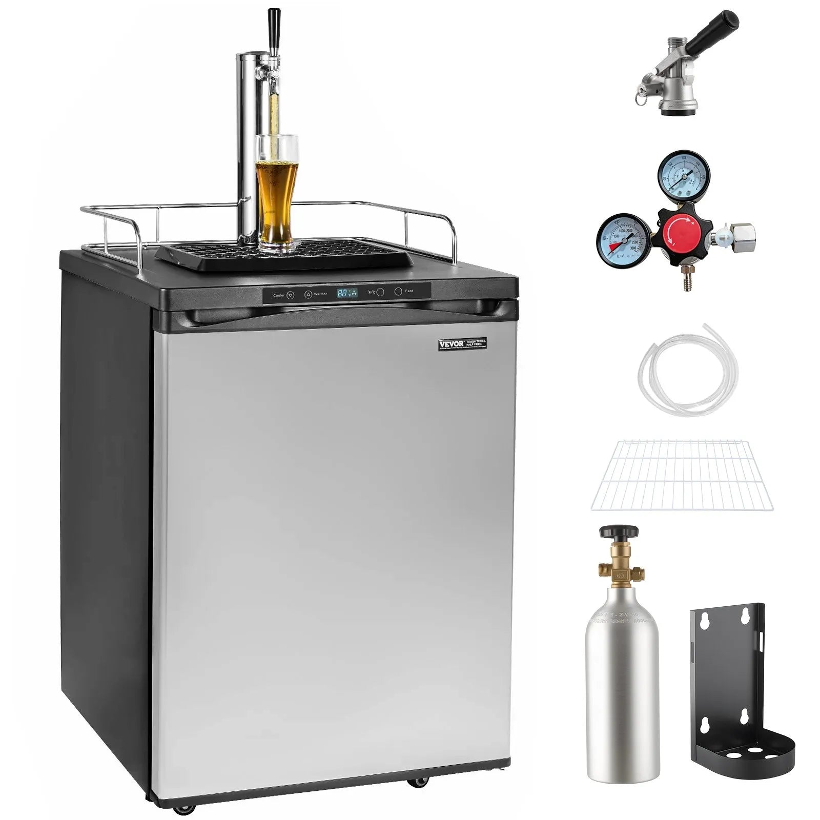 VEVOR Beer Kegerator Draft Beer Dispenser Full Size Keg Refrigerator Single Tap