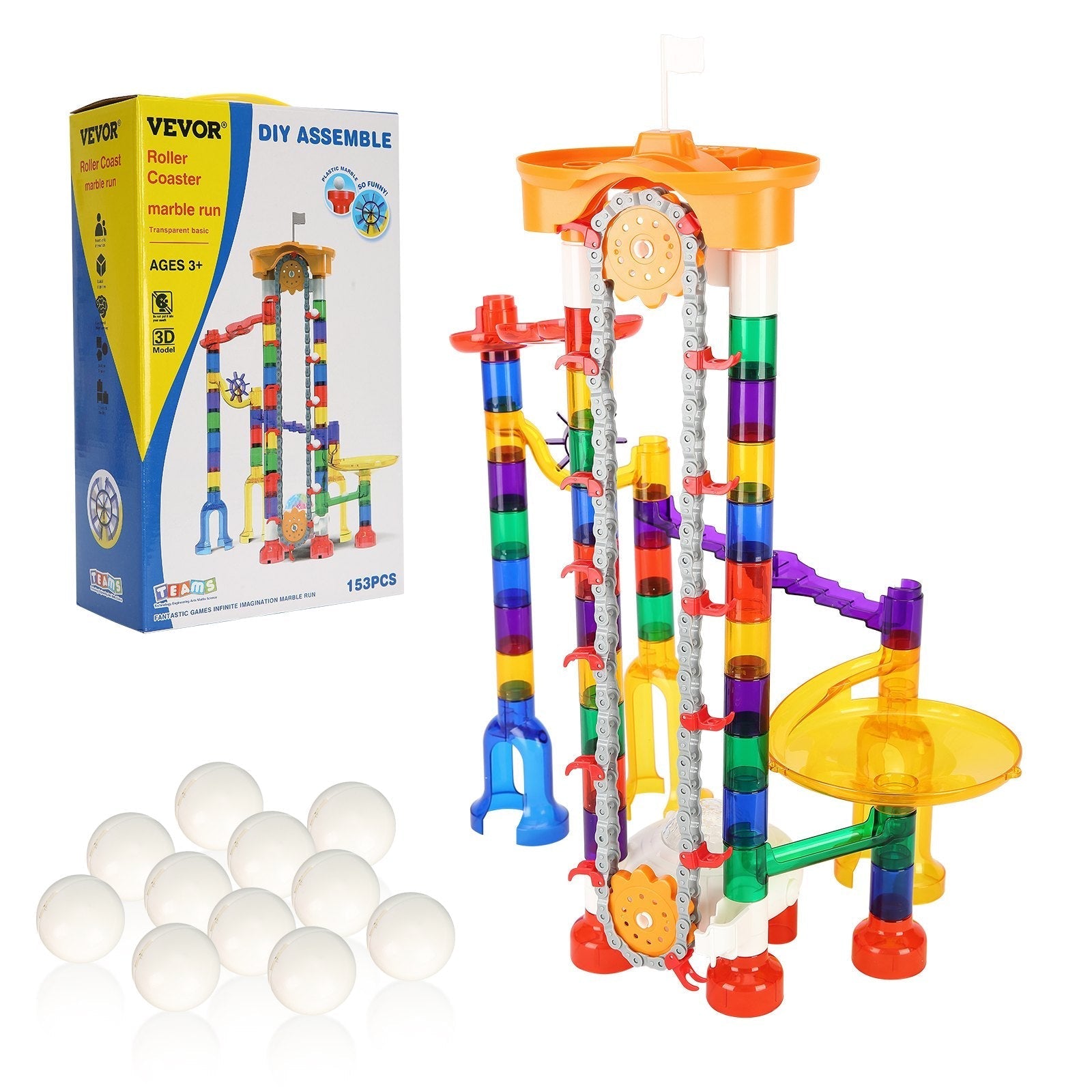 VEVOR Marble Run Set 153 PCS with Motorized Elevator Educational Gift for Kids