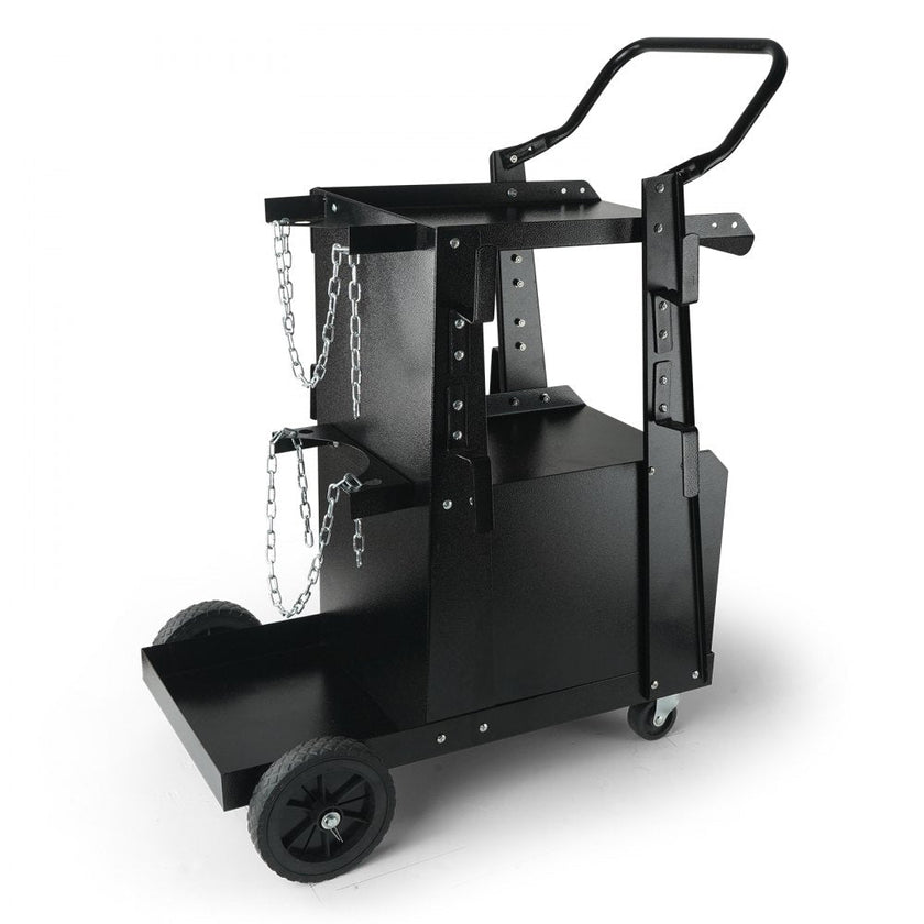 VEVOR Welding Cart, 2-Tier Heavy Duty Welder Cart with Anti-Theft Lockable Cabinet, 265LBS Static Weight Capacity, 360° Swivel Wheels Tank Storage Safety Chains for TIG, ARC, Plasma Cutter